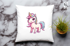 Cute Unicorn Clipart PNG Sublimation Product Image 2