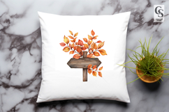 Autumn Wooden Sign Board Clipart PNG Product Image 3