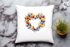 Autumn Heart Wreath Clipart PNG Product Image 3