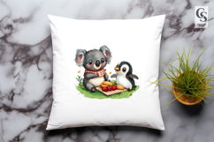 Cute Koala and Penguin Friends Clipart Sublimation PNG Product Image 3