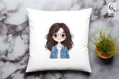 Cute Kawaii Girl Clipart with Glasses PNG Product Image 3