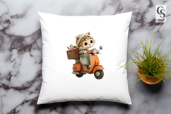 Cute Cat Riding Scooter Clipart Sublimation PNG Product Image 3