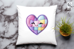 Cute Kawaii Patchwork Heart Clipart Sublimation PNG Product Image 3