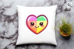 Cute Rainbow Heart Kawaii Clipart Sublimation PNG Product Image 2