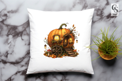 Pumpkin House Clipart PNG Product Image 3