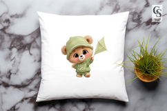 Cute Bear Flying Kite Clipart Sublimation PNG Product Image 3