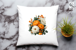 Autumn Floral Pumpkin Arrangement Clipart Product Image 3