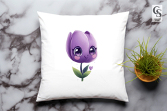Cute Kawaii Purple Tulip Clipart Sublimation PNG Product Image 3