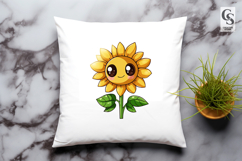Cute Kawaii Sunflower Face Clipart Sublimation PNG Product Image 2