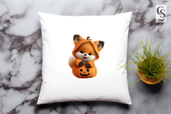 Cute Fox in Pumpkin Costume Clipart PNG Product Image 2