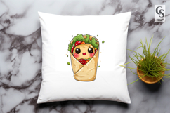 Kawaii Burrito Wrap Clipart Cute Food PNG Product Image 2