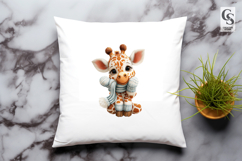Cute Baby Giraffe Winter Scarf Clipart Sublimation PNG Product Image 2