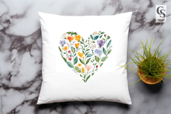 Watercolor Floral Heart Sublimation PNG Clipart Product Image 3