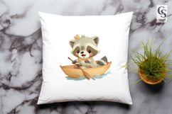 Cute Raccoon Sailing Boat Sublimation Clipart PNG Product Image 3