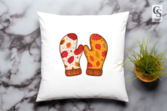 Autumn Mittens Clipart with Fall Leaves Pattern Product Image 2