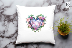 Crystal Heart with Roses Clipart Product Image 3