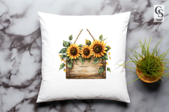 Rustic Sunflower Wooden Sign Clipart PNG Product Image 3