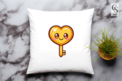 Cute Golden Heart Key Clipart Sublimation PNG Product Image 3