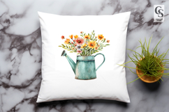 Watercolor Floral Watering Can with Flowers Clipart Product Image 2