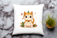Autumn Kawaii Cat Clipart Sublimation PNG Product Image 3
