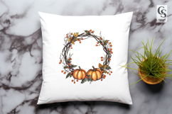 Autumn Pumpkin Wreath Clipart PNG Product Image 3