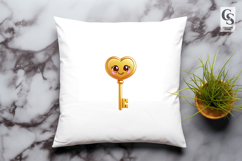 Cute Heart Key Clipart PNG Product Image 2