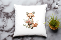 Watercolor Fox Clipart with Roses PNG Product Image 2