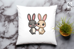 Kawaii Bunny Couple Cute Rabbits Clipart Sublimation PNG Product Image 2