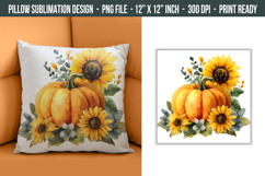 Sunlower Pumpkin Pillow Design | pillow cover Sublimation Product Image 1