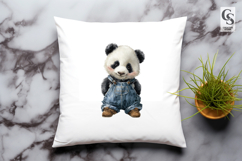 Cute Baby Panda Overalls Clipart Sublimation PNG Product Image 3