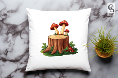 Tree Stump Mushroom Clipart Sublimation PNG Product Image 3