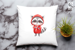 Cute Raccoon in Red Hoodie with Candy Cane Clipart Product Image 2