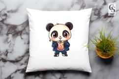 Cute Kawaii Panda with Bubble Tea Cartoon Clipart Product Image 2