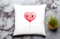 Kawaii Heart Lollipop Cute Candy Clipart Sublimation PNG Product Image 2