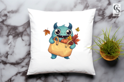 Cute Autumn Monster Clipart with Fall Bags Product Image 3