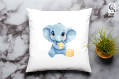 Cute Baby Elephant Clipart PNG Sublimation Product Image 2