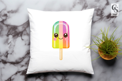 Cute Kawaii Rainbow Popsicle Ice Cream Clipart PNG Product Image 2