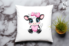 Cute Cow with Heart Clipart Sublimation PNG Product Image 2
