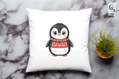 Cute Penguin in Sweater Kawaii Winter Clipart PNG Product Image 2