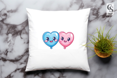 Cute Kawaii Couple Hearts Clipart Sublimation PNG Product Image 3