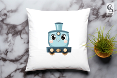 Cute Kawaii Train Cartoon Locomotive Bundle clipart PNG Product Image 2