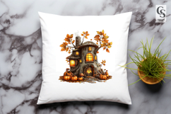 Enchanted Autumn Cottage Door Fairy House Clipart PNG Product Image 3