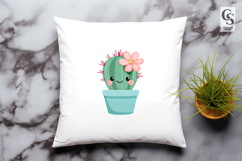 Cute Kawaii Cactus with Flower Clipart Sublimation PNG Product Image 3
