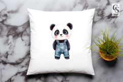 Cute Panda in Overalls Kawaii Animal Clipart Sublimation PNG Product Image 2