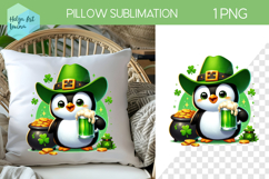 St. Patricks Day Sublimation, Pillow Penguin PNG Product Image 1