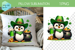 St. Patricks Day Sublimation, Pillow Penguin PNG Product Image 1
