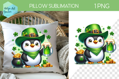St. Patricks Day Sublimation, Pillow Penguin PNG Product Image 1