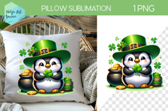 St. Patricks Day Sublimation, Pillow Penguin PNG Product Image 1