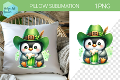 St. Patricks Day Sublimation, Pillow Penguin PNG Product Image 1
