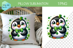 St. Patricks Day Sublimation, Pillow Penguin PNG Product Image 1